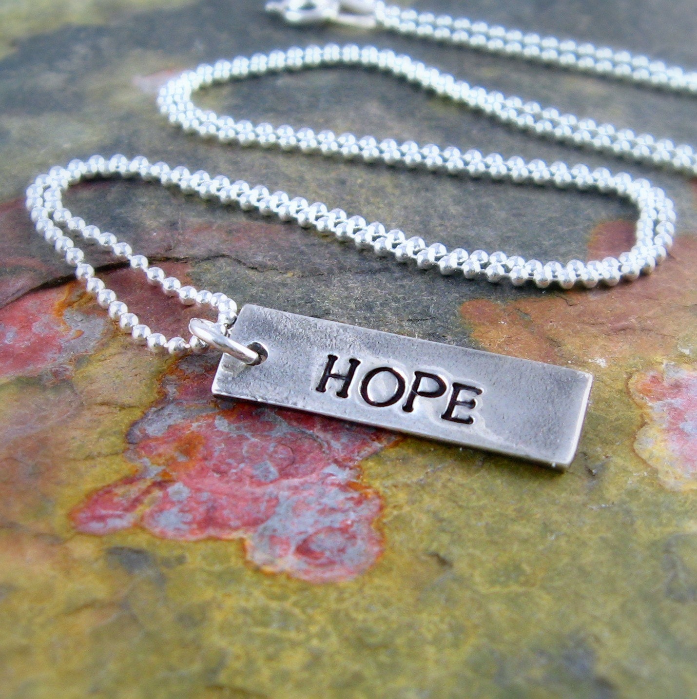 Hope Necklace Silver Hope Necklace Inspirational Jewelry Custom Inspirational Words Hand Stamped Silver Necklace Under 50