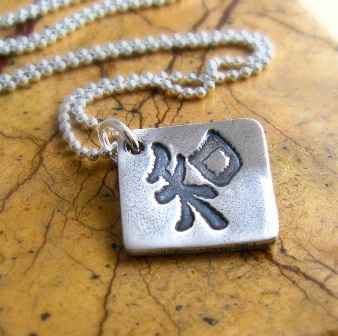 Silver Japanese Kanji Necklace Harmony Pendant by newhopebeading