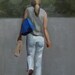 Studo clearance sale, small figurative painting, gift idea, home decor, fashion, blue bag