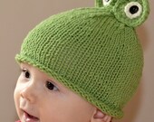 Baby Frog Hat Photo Prop Infant Newborn Toddler Green Frog Wool All Sizes Custom Shower Gift Animal Beanie Cap