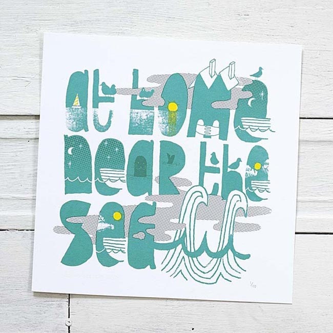 silk screen printed poster - At Home Near The Sea
