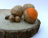 Chocolate Orange Acorns, 8 Felted Wool Acorns, Nature Inspired and Eco Friendly Waldorf home decor, an Autumn burst to your fall decorating