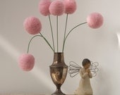 Wool Pom Pom Flowers, felt Craspedia Billy Button Ball Bloom home decor Blushing Pink handmade pompom wedding bouquet decoration large