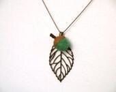 Acorn Pendant Jewelry, wool felt teal green handmade necklace woodland Waldorf rustic wedding bridesmaids flower girl eco friendly