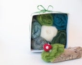 DIY Felting Kit, explore Needle Felting, Kit includes gorgeous green hues of wool needle felting foam safety mat learn a new hobby crafting