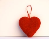 Red Heart Ornament, 3 LARGE Needle Felt Wool Love romantic gift home decor Red Gift for Mom Wife Blood Christmas