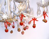 Christmas Decorating, Red Pink Day needle felted acorns nursery elegant entertaining heart chandelier ribbon Shower favor ornament