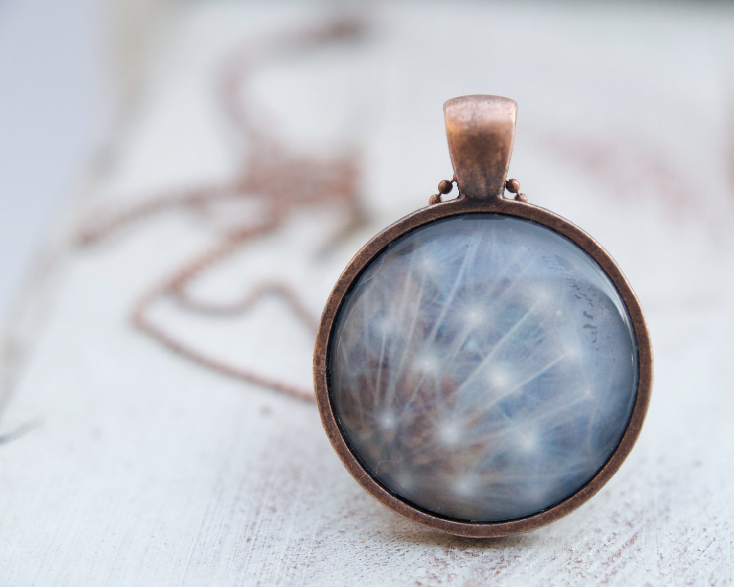Wearable Art Photo Art jewelry Dandelion pendant for children and adults . Vintage white gift