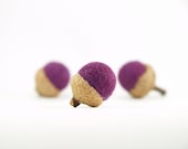 Plum Acorns, Needle Felted Home Decor, Purple Modern Minimal Decoations, blackberry berry grape - 6 - Fairyfolk