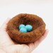 Robins Eggs Nest needle felted wool nature display table centerpiece turquoise eggs baby shower hostess gift Spring Easter Waldorf
