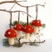 Hanging Toadtool Ornaments 4 red mushroom decoration woodland tree handmade nature white Hanging Aice in Wonderlandteamt