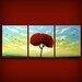 SALE - spring abstract tree painting cloud painting large landscape abstract 14 x 33