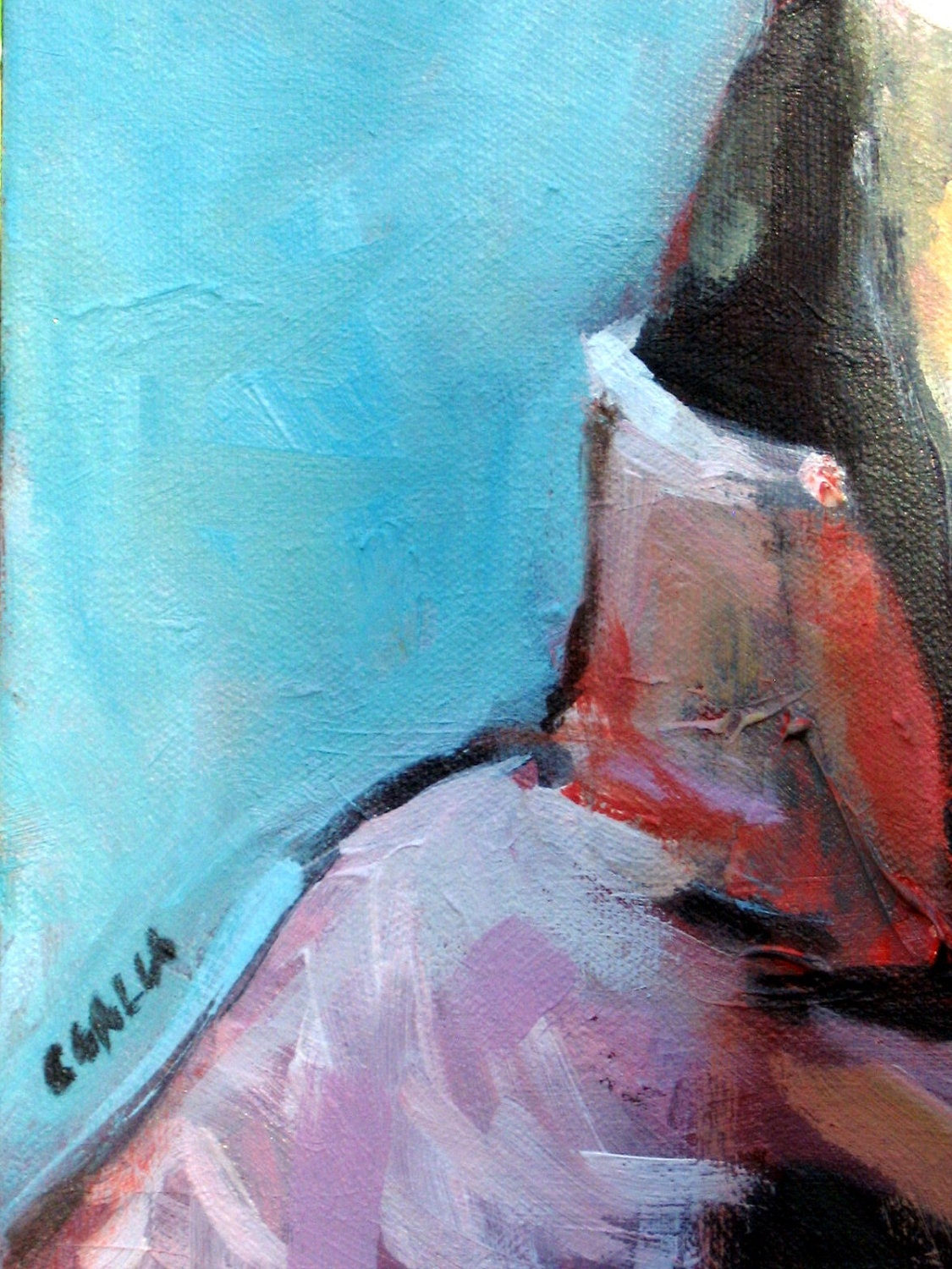 Woman in a Pink Dress Tour Girl  8x10 Giclee Print From Original Oil Painting