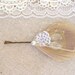 Bridal Hair Accessory, VANILLA  Feather Hair Pin, Bridal Hair Piece, Peacock Wedding - veil lace cream ivory champagne - vintage pretty