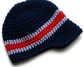 Infant/Toddler/Boys Visor Beanie-Navy Blue, Light Blue, Red-MADE TO ORDER
