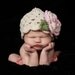 Hand Crocheted Beanie Hat for infant/toddler or girls-ecru/pastel pink//sage green-MADE TO ORDER