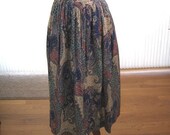 80s mid-calf pleated paisley skirt
