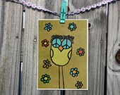 Peace Chick Flower Power Earth Friendly 5 x 7 Print