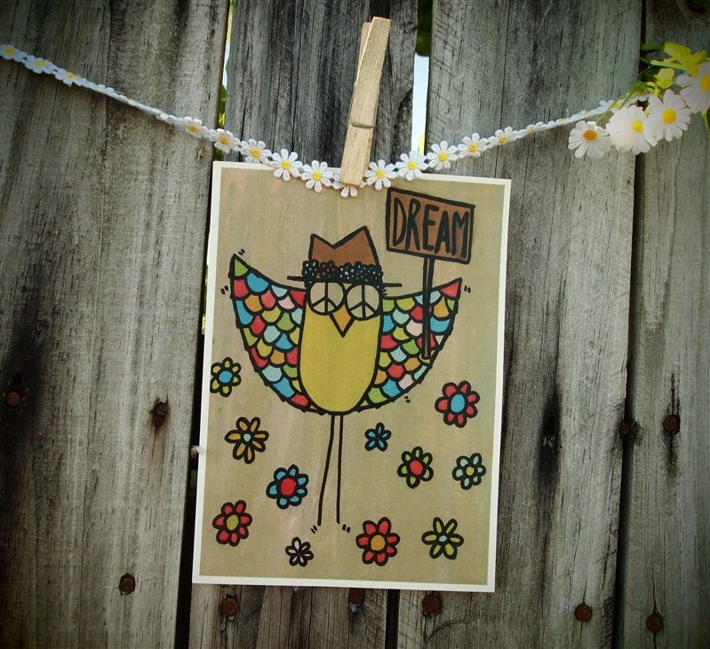 Peace Owl Dream Dreamer Dream 5 x 7 print