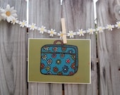 Retro Flower Suitecase Take Me Away 5 x 7 print
