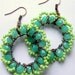 Green Earrings, Hoop, Statement, turquoise, Drop, Dangle, Springtime, Beadwork, aqua, colorful, Bridal Accessories, Weddings