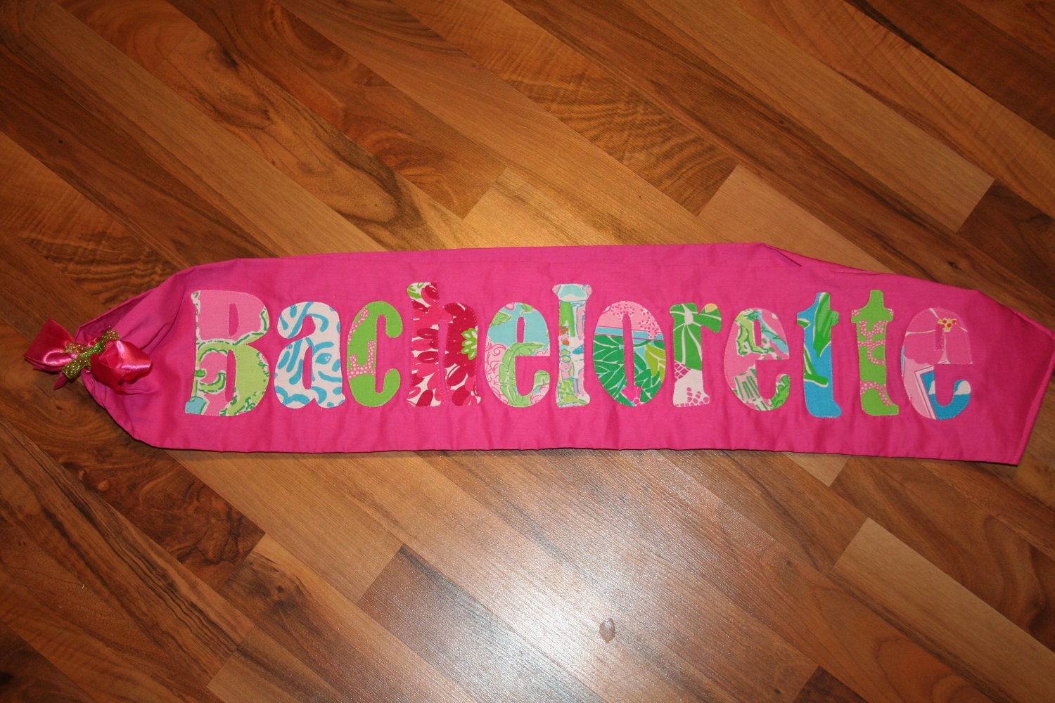 Bachelorette Party Sash made with Lilly Pulitzer Fabric