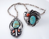 Vintage Sterling Breathtaking Artist Signed Native American Bracelet & Necklace Set