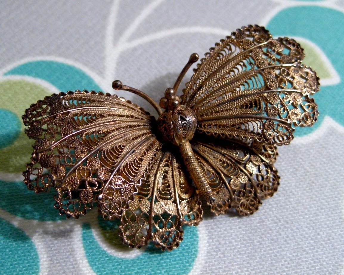 filigree butterfly brooch