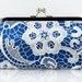 White Lace Bridal Clutch in Cobalt Blue 8-inch L'HERITAGE