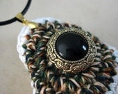 Crochet Necklace, Antique Stew Hide Away Slipper