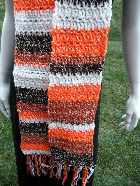 Crochet Striped Scarf, Candy Corn Look