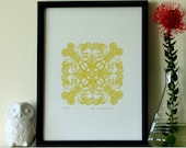 Meander original silkscreen print - mustard green