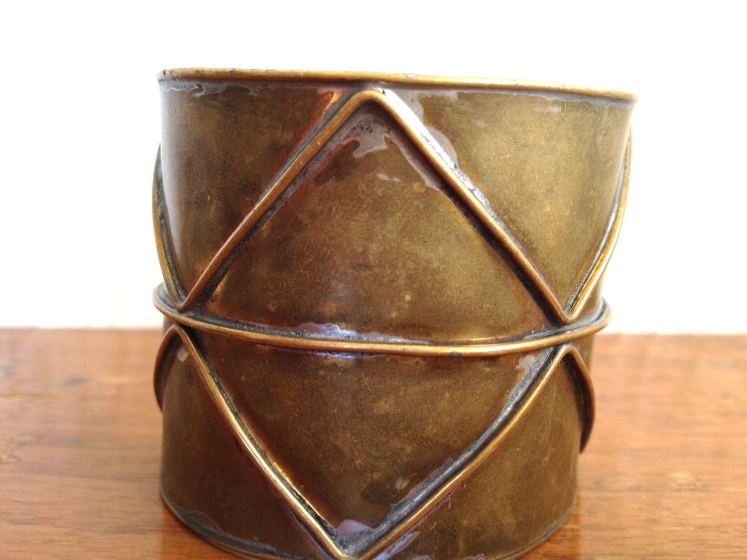 Vintage Brass Cuff Bracelet Signed Jewelry