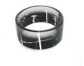 Resin Bangle Bird on a Wire Black and White