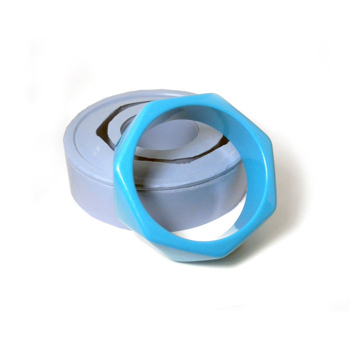 Flexible Silicone Extra Large Faceted Bangle Mold,  Resin Bangle Mold