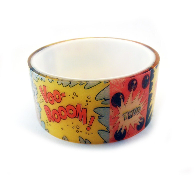 OPAQUE Resin Bangle,  comic book bracelet, chunky bangle. Fashion accessory.