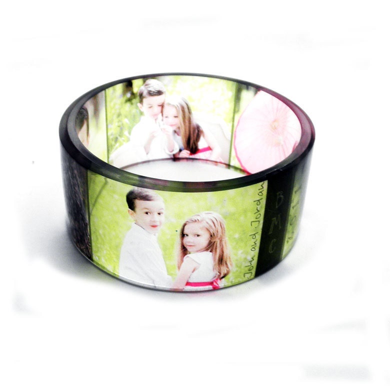 Custom Bangle, Personalized Keepsake chunky Photo Bangle Bracelet, Resin bangle. Graphic Bangle