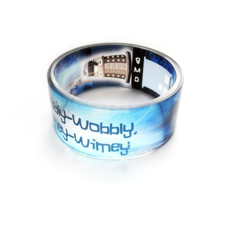 Wibbly Wobbly Timey Wimey, Doctor Who, chunky Resin Graphic Bangle.