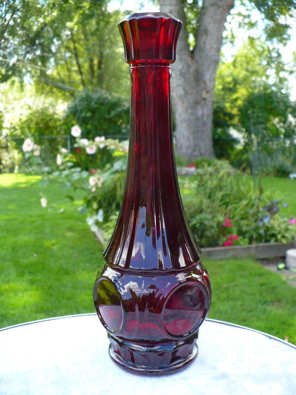 Vintage ruby red glass vase by AusableRiverTrader on Etsy