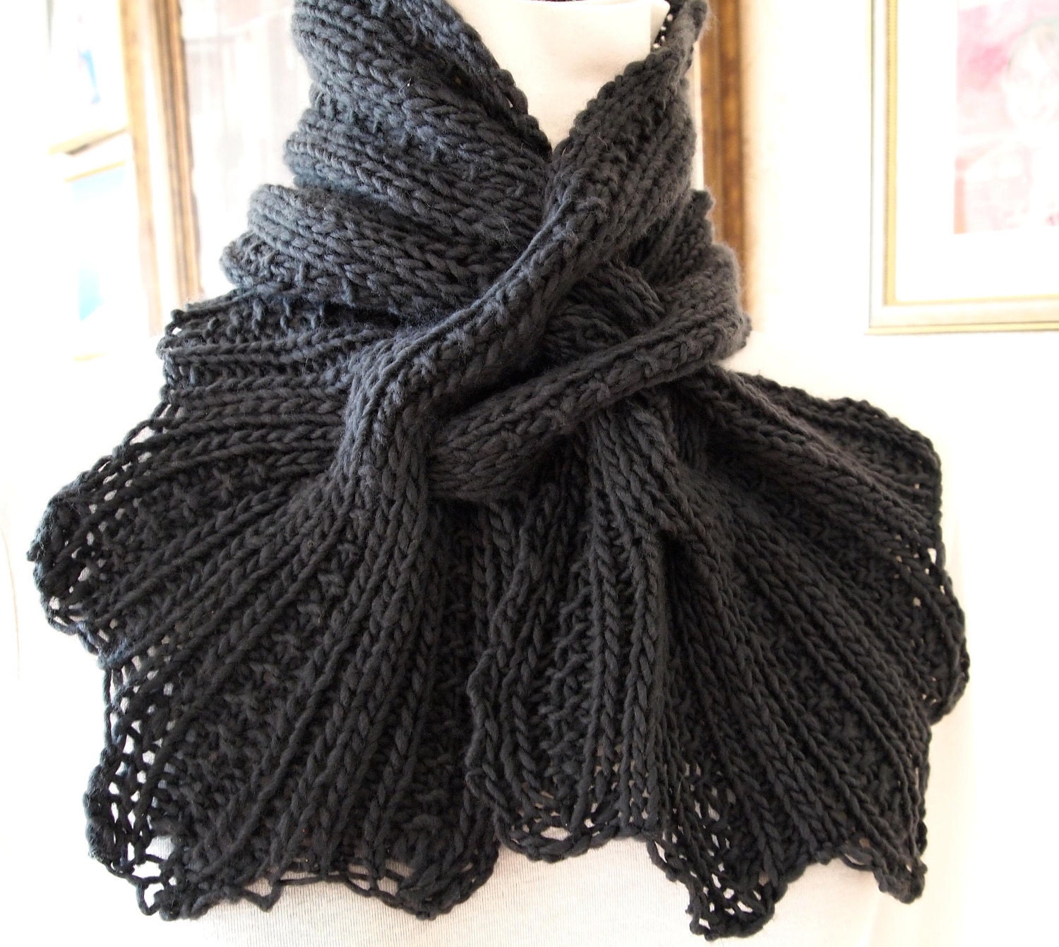 Sprigs PDF Hand Knitting Scarf Pattern