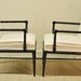 Pair of faux bamboo white leather armchairs