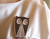 Tito The Owl Wooden Brooch
