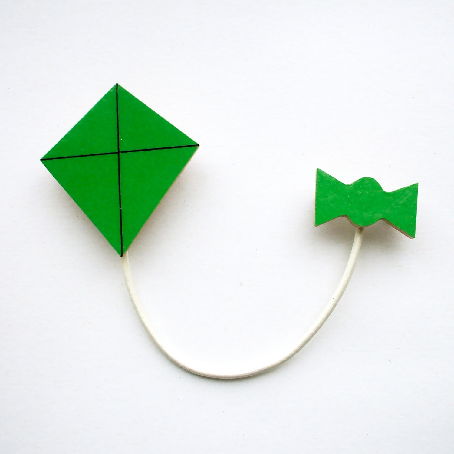 Kite Brooch - Wooden Brooch - Collar Clip - Sweater Clip - Pastel Jewellery - Red, Pale Yellow, Pale Blue or Green