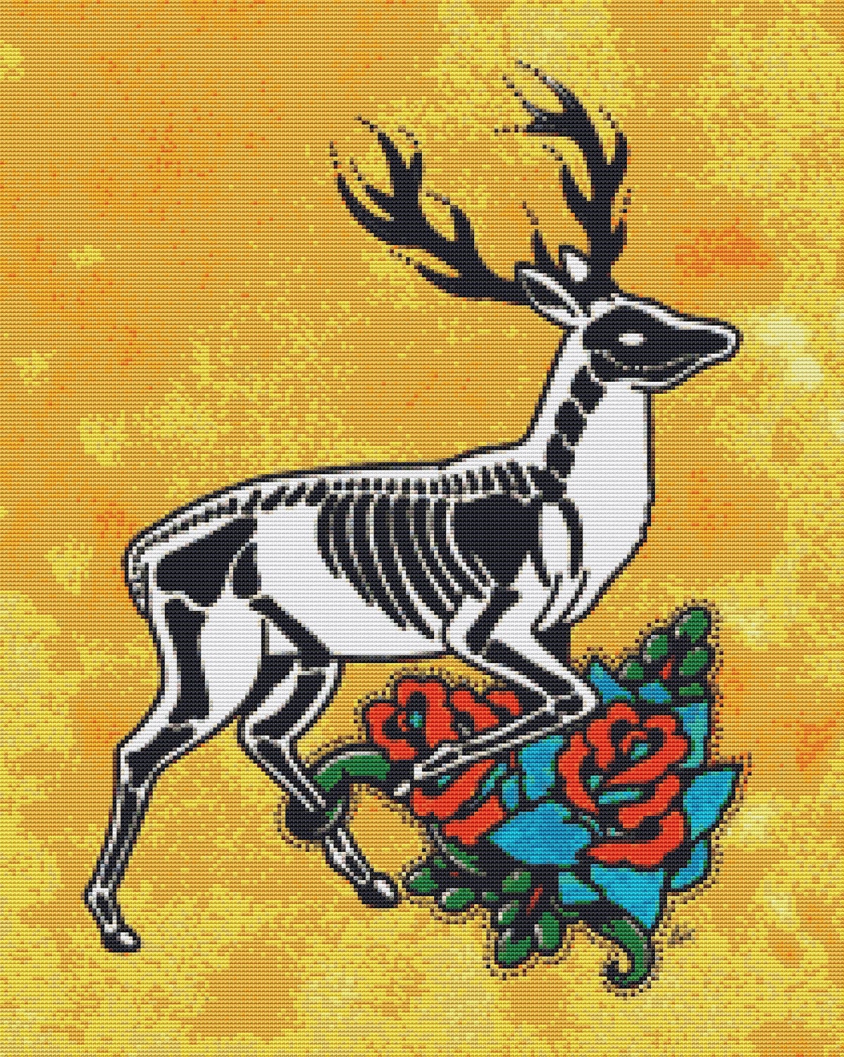 Modern cross stitch kit 'El Venado' By Illustrated Ink - Day of the Dead tattoo cross stitch