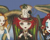 Extra Large - Cross stitch by Sandra Vargas 'Tea Party' - Alice in Wonderland Modern art counted cross stitch kit