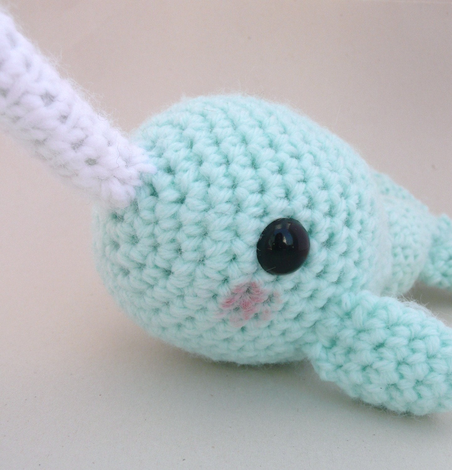 Pastel Green Narwhal Amigurumi Plush