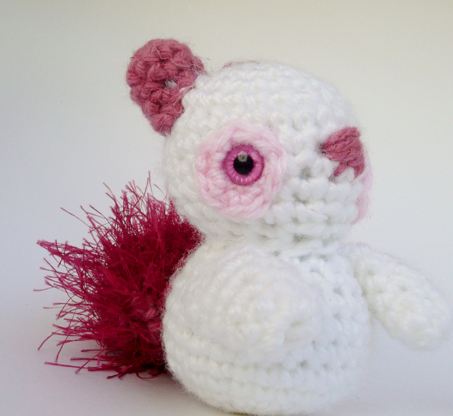 Amigurumi Squirrel, White, Pink and Magenta
