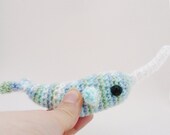 Blue Green White Narwhal Amigurumi 4"