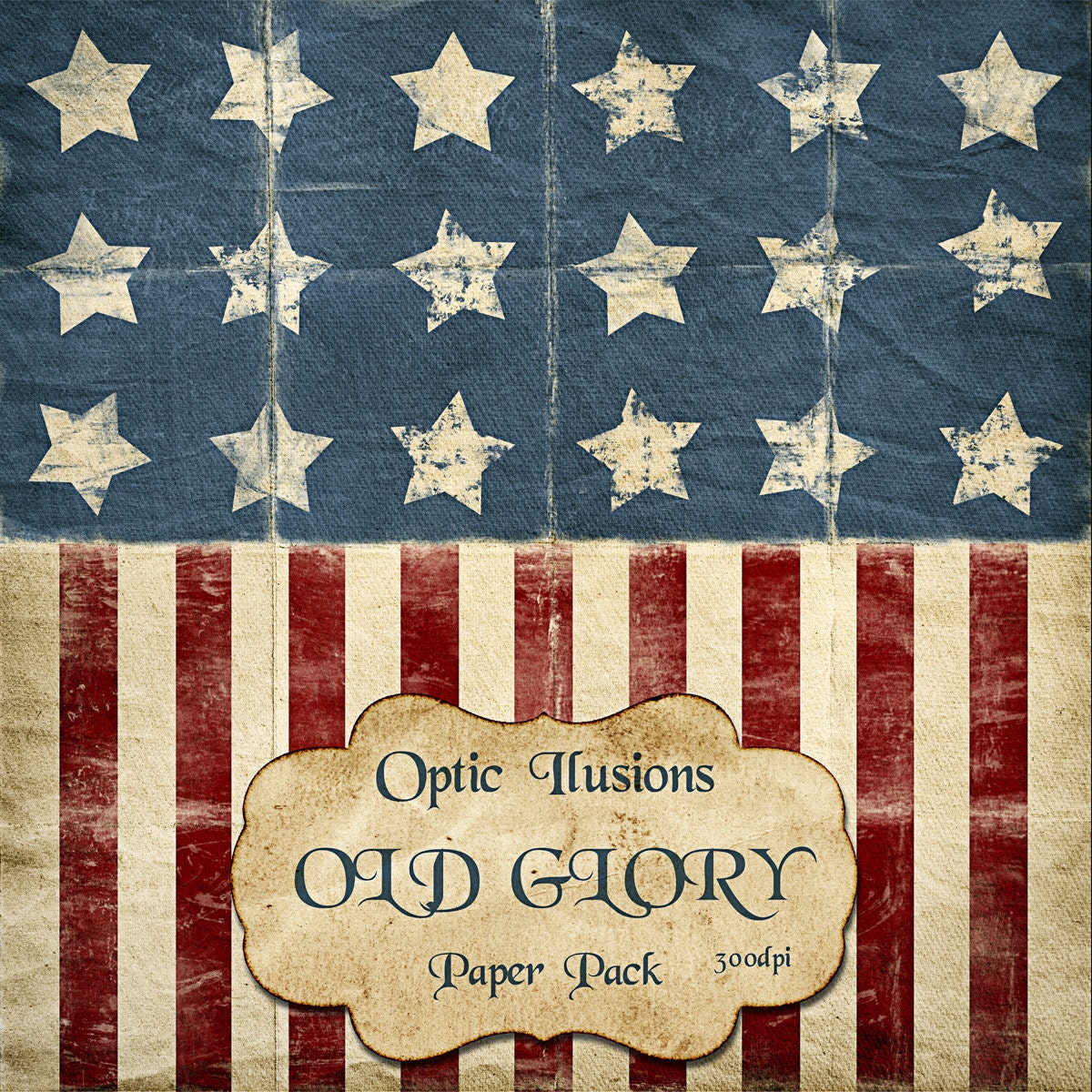 OLD GLORY -  Paper Pack - Great for Digital Scrapbooking, Cards, Invitations, 12 x 12 inches