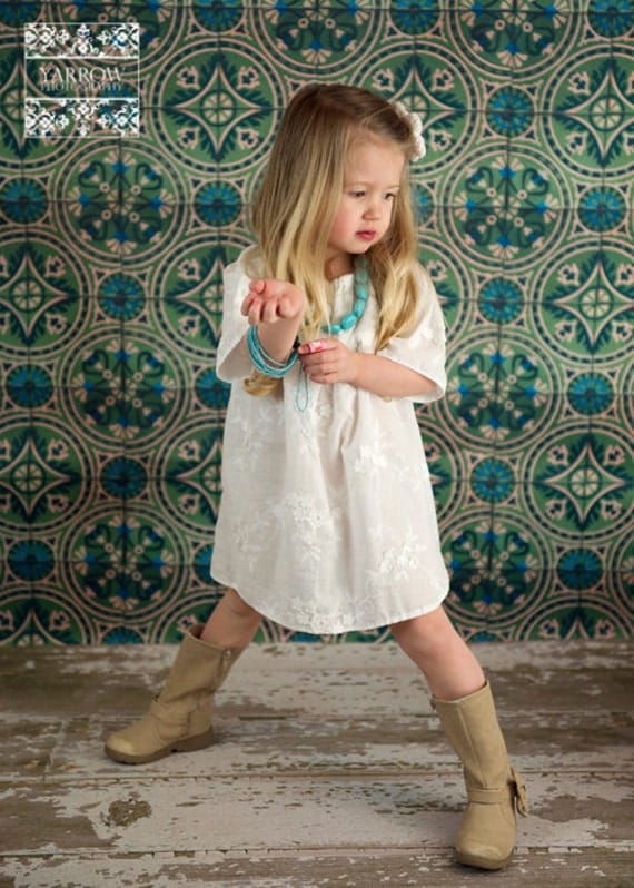 White Cotton Peasant Dress..sizes 5-8..dressbabybeautiful